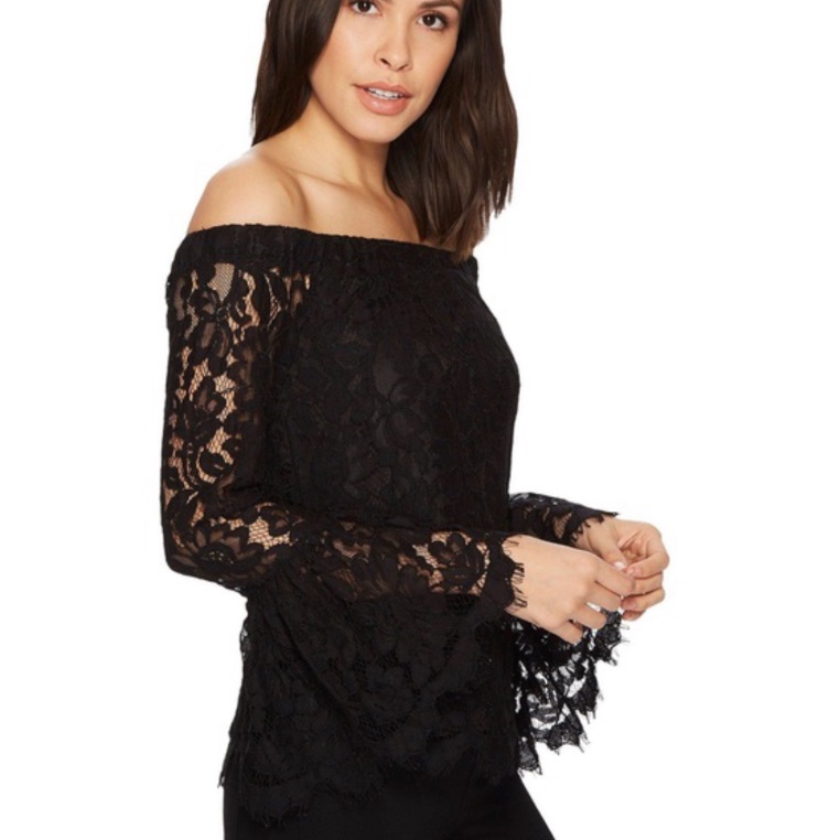 Romeo And Juliet Black Lace Off Shoulder Top Small